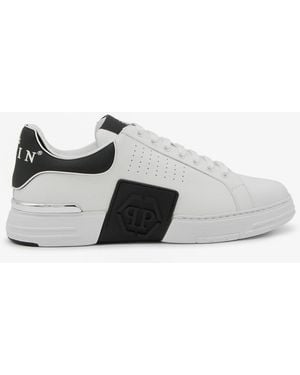 Philipp Plein And Leather Hexagone Sneakers - Gray