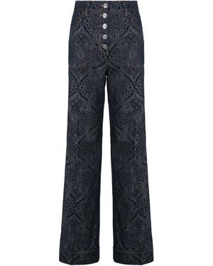 Etro Flared Jeans Denim Jacquard Cotton - Blue