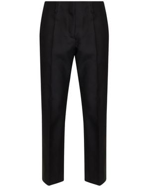 Dries Van Noten Rounded Wool Silk Tailored Cropped Trousers - Black