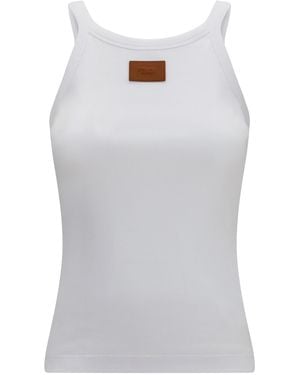 Fendi Ribbed Cotton Tank Top - White