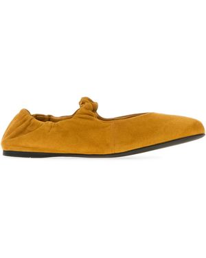 Miu Miu Mustard Suede Ballerinas - Multicolor