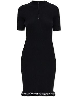 T By Alexander Wang Midi Dress With Logo Polyamide - Black