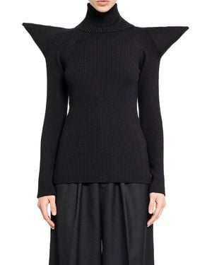 Junya Watanabe Spiked Wool Turtleneck Jumper - Black