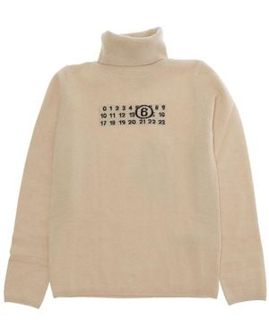 MM6 by Maison Margiela Boys Tech Fabric Jumper Wool Tops - Natural