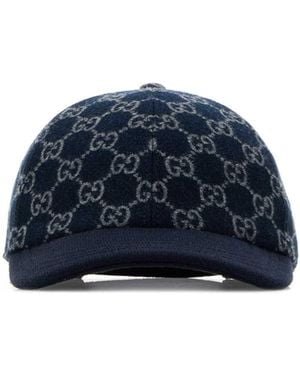 Gucci Embroidered Wool Baseball Cap - Blue