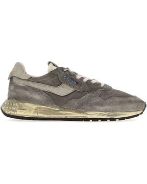 Autry Dark Canvas And Suede Reelwind Sneakers - Gray