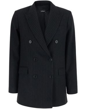 Le Plain Pinstripe Double-Breasted Blazer Blazers - Black