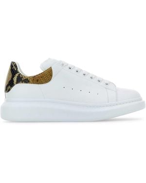 McQueen Leather Trainers With Printed Leather Heel - White