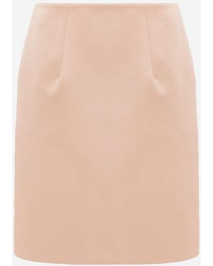 Chloé Short Duchesse Satin Piped Skirt - White