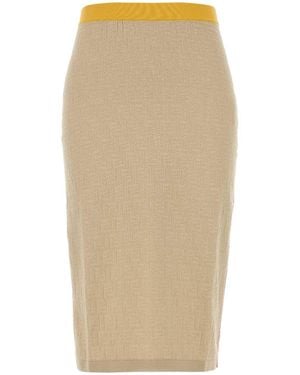 Fendi Sand Stretch Cotton Blend Skirt - Natural