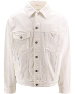 Valentino Denim Jacket With Metal Vlogo Detail - White