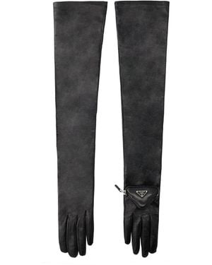 【送料&関税込】Prada Ligh Grey Suede Long Gloves Prada Grey Suede Long Glove for Women FW25 – LOZURI®