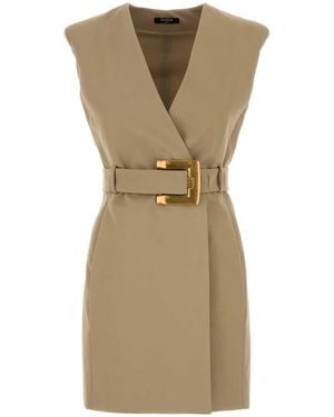 Balmain Gabardine Dress - Natural