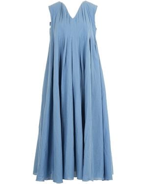 Max Mara V-Neck Pleated Sleeveless Dress - Blue