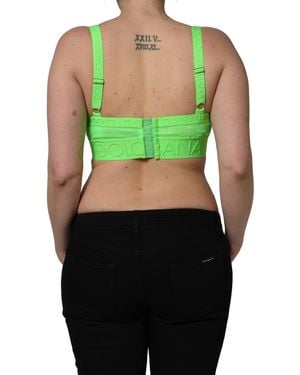 Dolce & Gabbana Neon Soft Cup Logo-Trim Bra Cropped Top Nylon Triacetate - Green