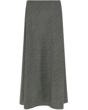 Alberta Ferretti Chevron Virgin Wool Skirt - Gray