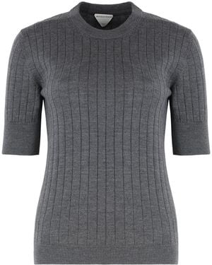 Bottega Veneta Short-Sleeve Jumper Wool - Grey