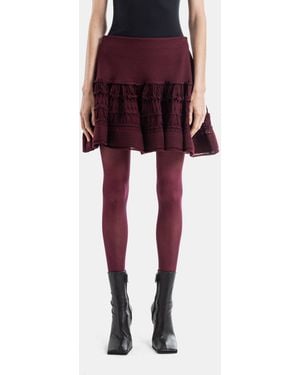 Maison AlaïA Ruffle Mini Skirt Bordeaux Virgin Wool - Red