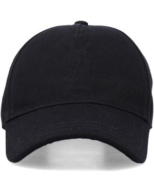 Saint Laurent Cassandre Cotton Denim Cap - Blue