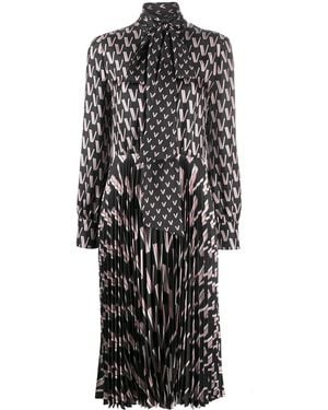 Valentino Double Vlogo Pussy-Bow Dress - Black