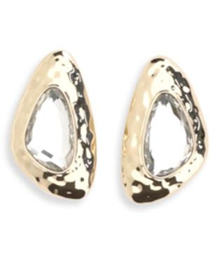 Self-Portrait Golden Hammered Crystal Earrings Brass - White