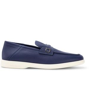 Ferragamo Gancini-Plaque Leather Loafers - Blue