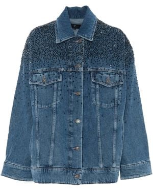 7 For All Mankind Oli Trucker Candy With Faded Crystals - Blue