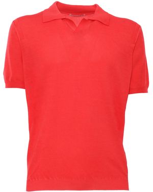 Kangra Cashmere Polo Cotton Shirt - Red