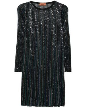 Missoni Striped Dress With Embellishment - Black
