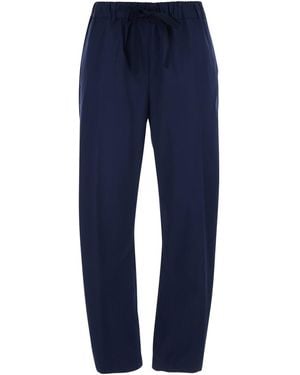 Semicouture Buddy Stretch Cotton Drawstring Pants Elastane Pants - Blue
