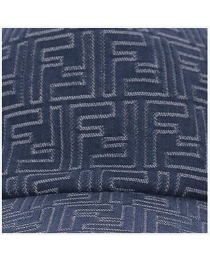 Fendi Cotton Baseball Hat With Ff Pattern - Blue