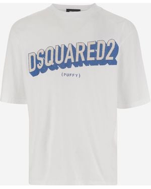 DSquared² Cotton T-Shirt With Logo - Blue