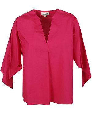 Psophia Cotton V-neck Top - Red