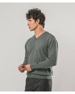 Larusmiani V-Neck Cashmere Jumper Stoccolma V Neck - Grey