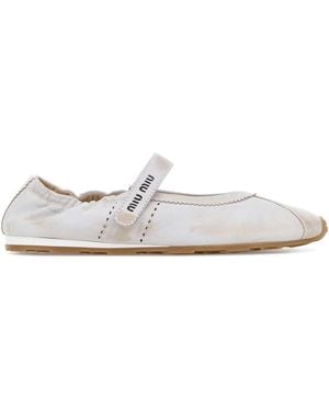 Miu Miu Leather Ballerinas - White