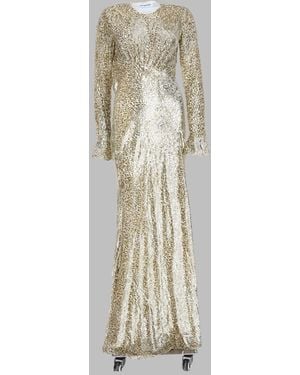 Self-Portrait Maxi Dress Metallic Fiber - White
