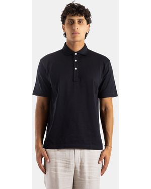 Handvaerk Pima Cotton Short-Sleeved Polo Shirt T-Shirts And Polos - Blue