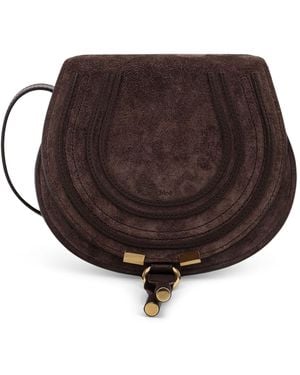 Chloé Marcie Small Saddle Suede Crossbody Bag - Brown