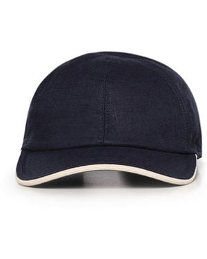 Eleventy Linen And Cotton Baseball Cap - Blue