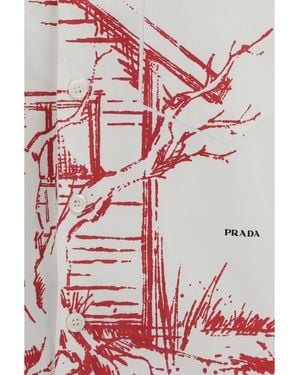 Prada Bowling Shirt Cabin Print Cotton - Red