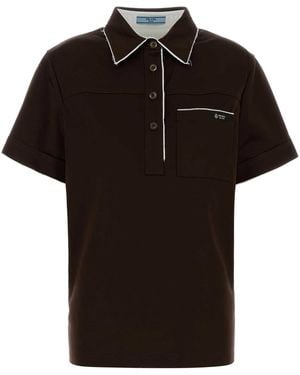 Prada Chocolate Cotton Polo Shirt - Black