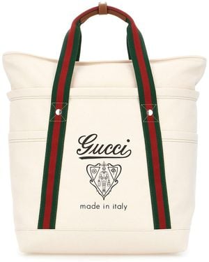 Gucci Chalk Canvas Handbag - Natural