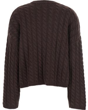 Goat Cropped Crewneck Knit Jumper - Brown