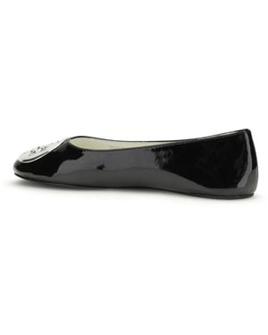 Tory Burch Ballet Flats Reva Patent Leather Perfect Calf Ballerina Shoes - White