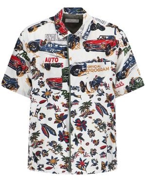 Sacai Car Race And Tropical Print Shirt - White