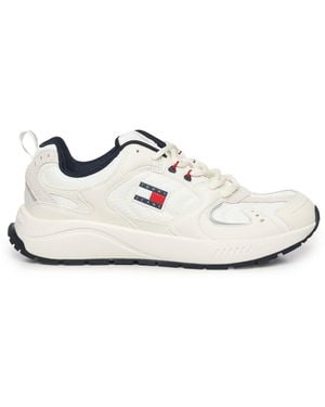 Tommy Hilfiger Sneakers With A Mix Of Textures And Logo - White