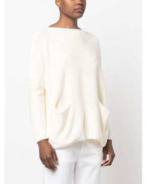 Daniela Gregis Open Pocket Boat Neck Jumper - White
