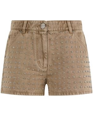 Pinko Denim Shorts With Studs Cotton - Natural