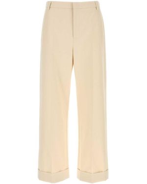 Valentino Garavani Melange Ivory Cotton Pant - Natural