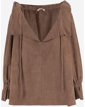 By Malene Birger Dicte Suede Blouse - Brown